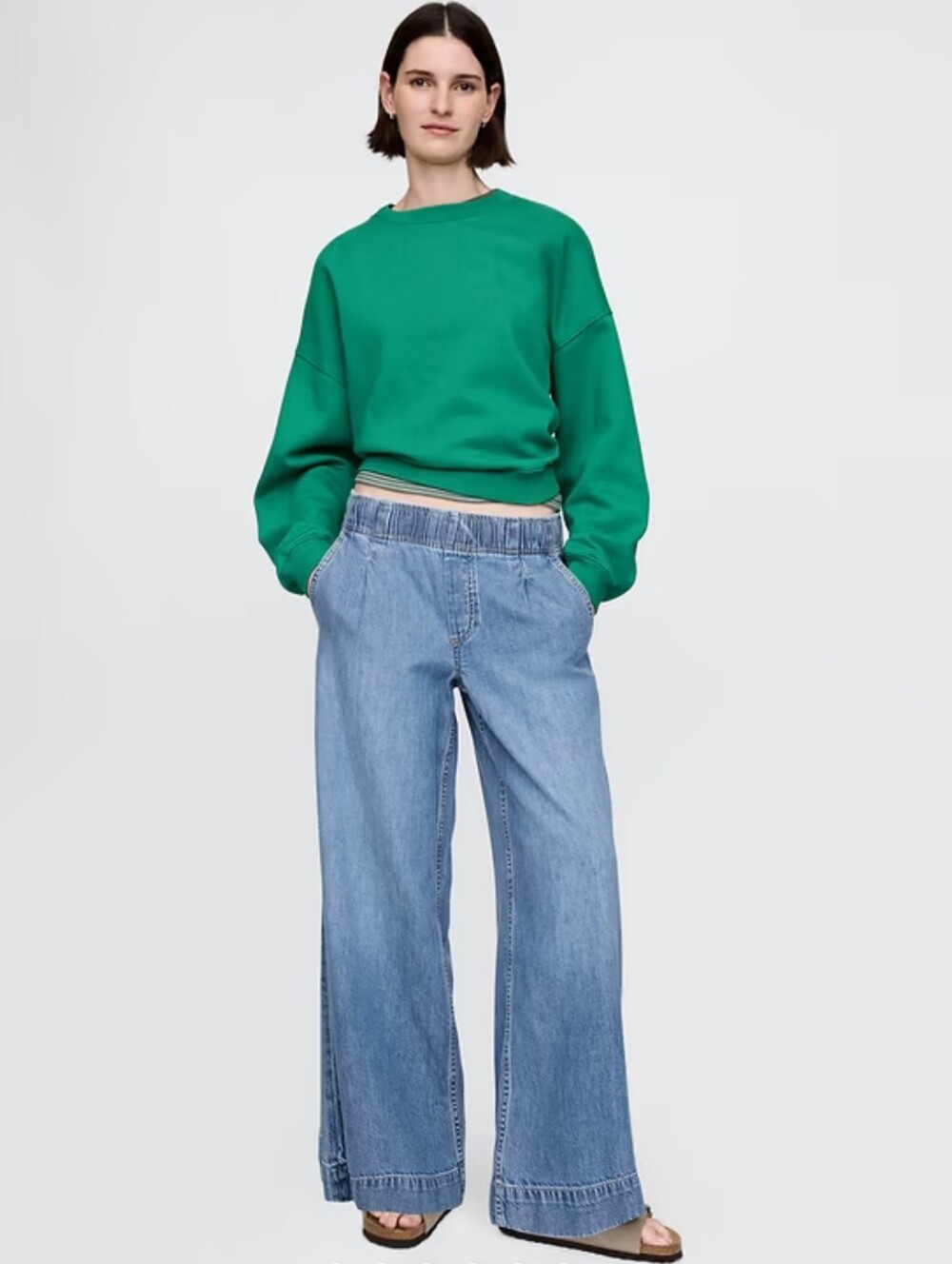NWT GAP Mid Rise UltraSoft Pleated Easy Baggy Jeans